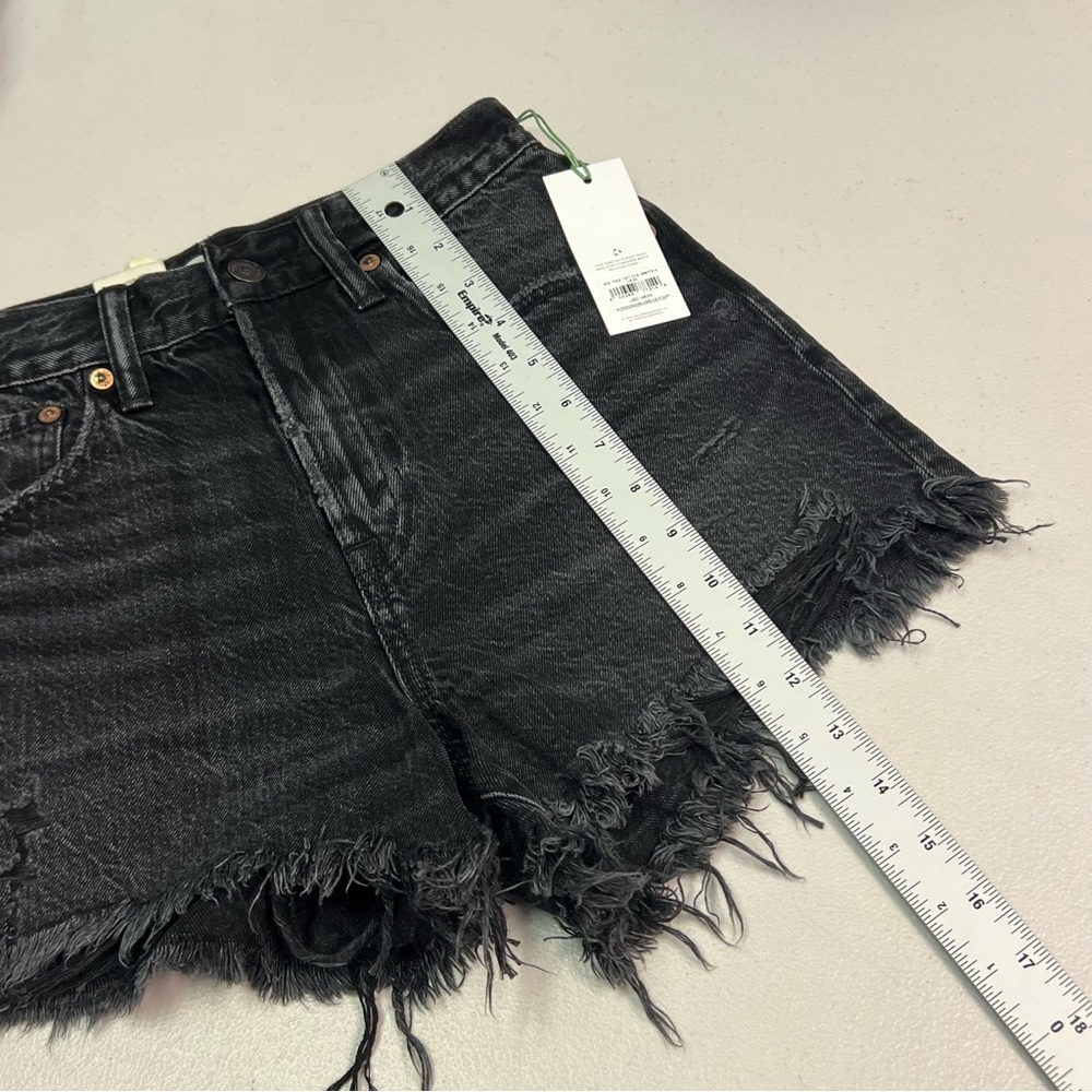 AE77 The High-Rise Cut-Off Women’s Stylish Black Denim Shorts Size 24 - Picture 13 of 13